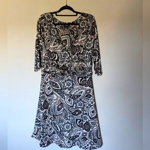 Angee Woman Black and Taupe Patterned Dress Size 16W